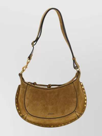 Isabel Marant Moon Shoulder Bag With Suede Finish And Studs In Brown