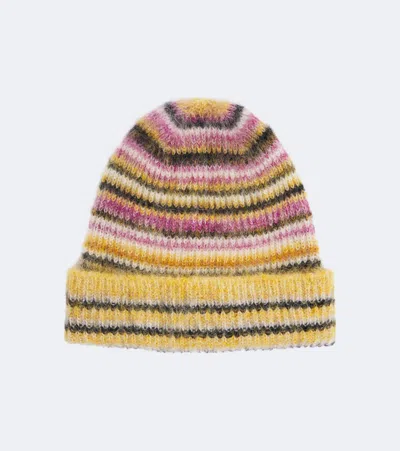 Isabel Marant Morenne Striped Mohair And Wool-blend Beanie In Multicolor