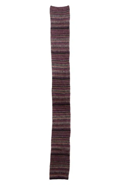 Isabel Marant Mouna Stripe Jacquard Mohair & Wool Blend Scarf In Plum 86pm