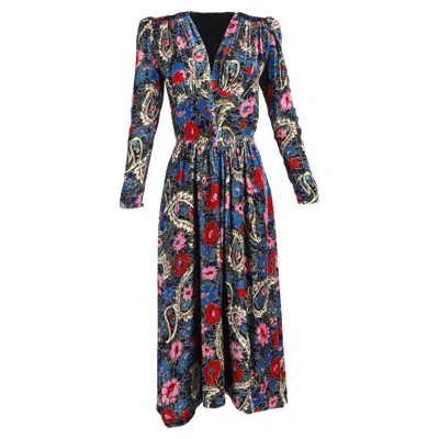 Isabel Marant Moyranid Floral-print Midi Dress In Multicolor Velvet In Blue