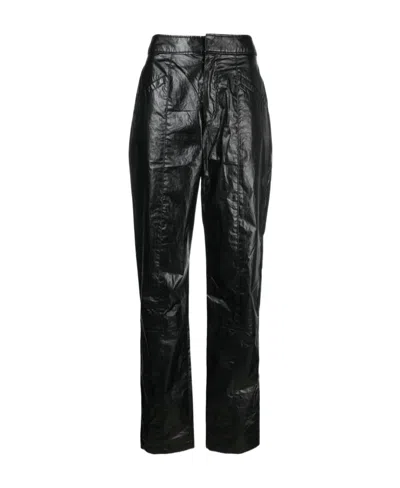 Isabel Marant Metallic-effect Straight-leg Trousers In Black