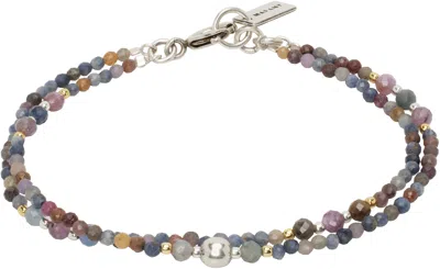 Isabel Marant Multicolor Beaded Bracelet In Greyish Blue/silver