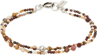 Isabel Marant Multicolor Beaded Bracelet In Terra/silver