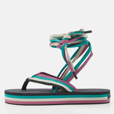 Isabel Marant Multicolor Canvas Tuoni Striped Thong Sandals