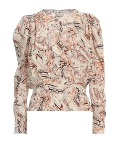 Isabel Marant Abstract-print Silk Blouse In Neutrals