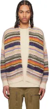 Isabel Marant Brushed Knit Mohair-blend Cardigan. Intarsia Stripes Throughout. In 90mu Multi