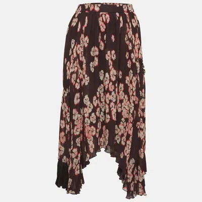 Pre-owned Isabel Marant Multicolor Floral Print Crepe Wilny Pleated Midi Skirt L