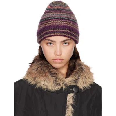 Isabel Marant Multicolor Morenne Mohair Beanie In 86pm Plum