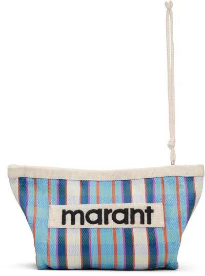 Isabel Marant Powden Stripe Nylon Pouch In Blue