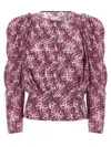 Isabel Marant Floral Pleated Puff Sleeve Blouse In Multicolor