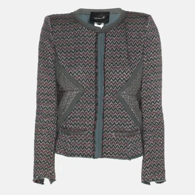 Isabel Marant Multicolored Patterned Lurex Knit Jacket In White