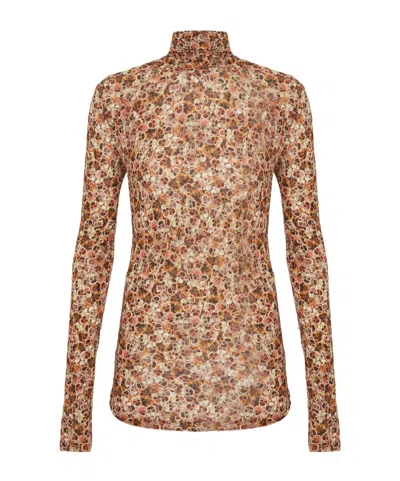 Isabel Marant Multicolored Printed Knitted Top In Nude