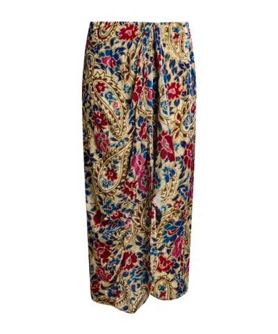 Isabel Marant Multicolored Velvet Asymmetrical Midi Skirt