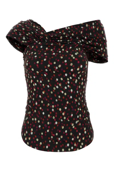 Isabel Marant Multicolour Polka Dot Print Top In Black