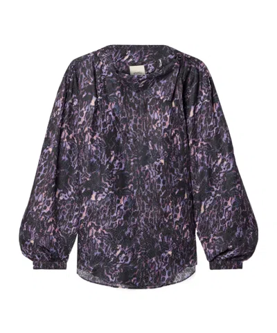 Isabel Marant Muriel Draped Printed Satin-jacquard Shirt In Multi