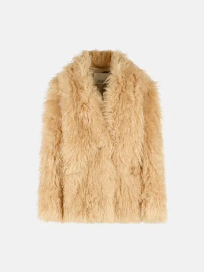 Isabel Marant Mylae Faux Fur Long Sleeve Coat In Neutral