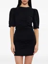 Isabel Marant Mylda Puff-sleeve Gathered Mini Dress In Black