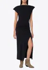 Isabel Marant Nadela Draped Cotton Maxi Dress In Black