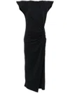 Isabel Marant Cotton Nadela Dress Cap Sleeves Midi Length In Black