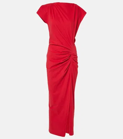 Isabel Marant Nadela Cotton Jersey Maxi Dress In Red