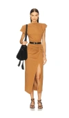 Isabel Marant Nadela Asymmetric Gathered Cotton-jersey Maxi Dress In Brown