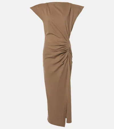 ISABEL MARANT NADELA GATHERED COTTON JERSEY MAXI DRESS