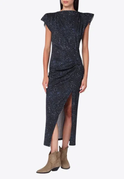 Isabel Marant Nadela Glittered Midi Dress In Blue