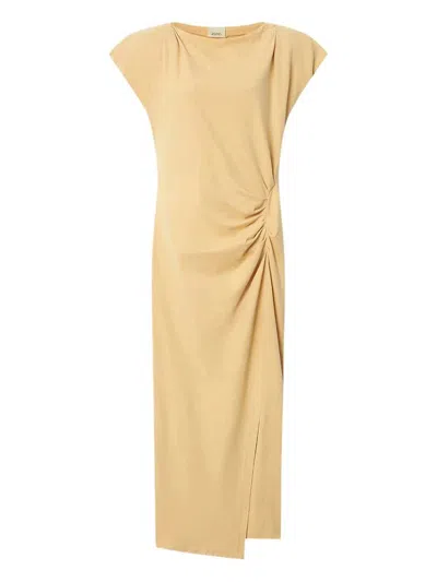 Isabel Marant Nadela Long Dress With Ruffles In Yellow