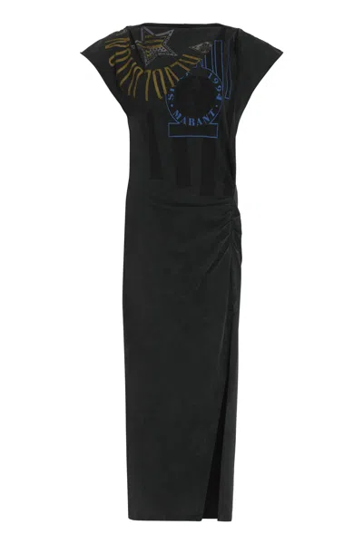 Isabel Marant Nadela Printed Cotton Dress In Black