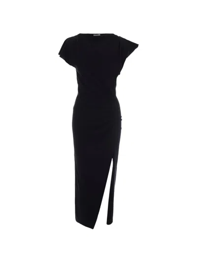 Isabel Marant Nadela Ruched Side-slit Maxi Dress In Black