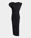Isabel Marant Cotton Nadela Dress Cap Sleeves Midi Length In Black
