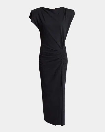 ISABEL MARANT NADELA RUCHED SLIT COTTON MAXI DRESS
