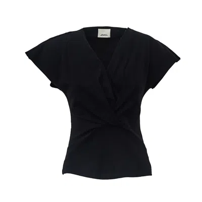 Isabel Marant Nadrine Modern Shoulder Pads V-neck Shirt In Black