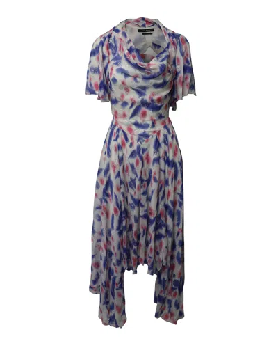 Isabel Marant Namala Cutout Printed Dress In White Silk In Multi