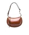 Isabel Marant Moon Calfskin Shoulder Bag With Gold Stud In Brown