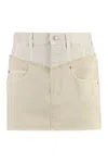 Isabel Marant Neutral Narjis Two-tone Mini Skirt In Ecru