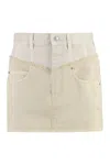 Isabel Marant Neutral Narjis Two-tone Mini Skirt In Ecru