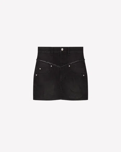 Isabel Marant Pocketed Denim Mini Skirt In Black