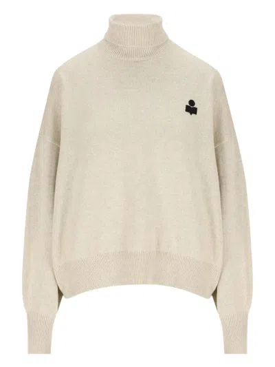 Isabel Marant Nasha Turtleneck With Embroidery In Neutral