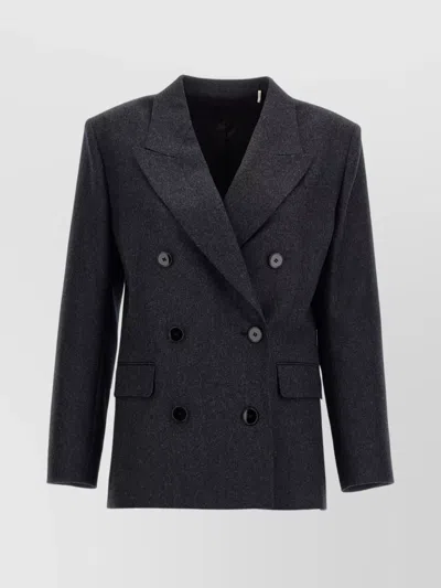 Isabel Marant Natalia Double-breasted Wool-flannel Blazer In Grey