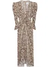 Isabel Marant Albini Gathered Silk Blend Midi Dress In Natural