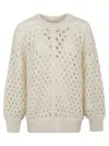 Isabel Marant Wool Jumper With Balloon Sleeves And Crew Neck In Natural
