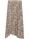Isabel Marant Sakura Printed Satin Midi Skirt In Natural