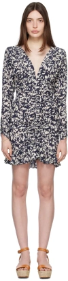 Isabel Marant Navy & Off-white Lara Minidress In Multi