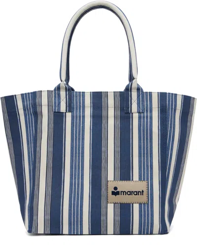 Isabel Marant Small Yenky Striped Tote Bag In Blue