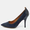 Isabel Marant Navy Blue Suede And Leather Pointed Toe Pumps In Blue