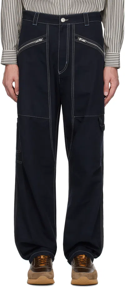 ISABEL MARANT NAVY FARKER TROUSERS