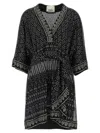 Isabel Marant Dress 'nawel' V-neckline Belted Waist In Multi