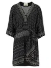 Isabel Marant Dress 'nawel' V-neckline Belted Waist In Multicolor
