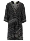 Isabel Marant Dress 'nawel' V-neckline Belted Waist In Multicolor